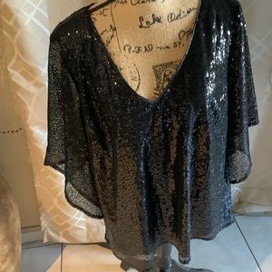 Roz & Ali black sequin blouse